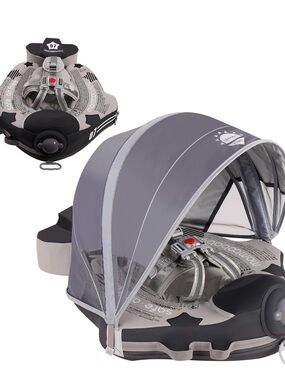 Mambobaby gray airplane baby Float with Removable canopy shade and tail pillow